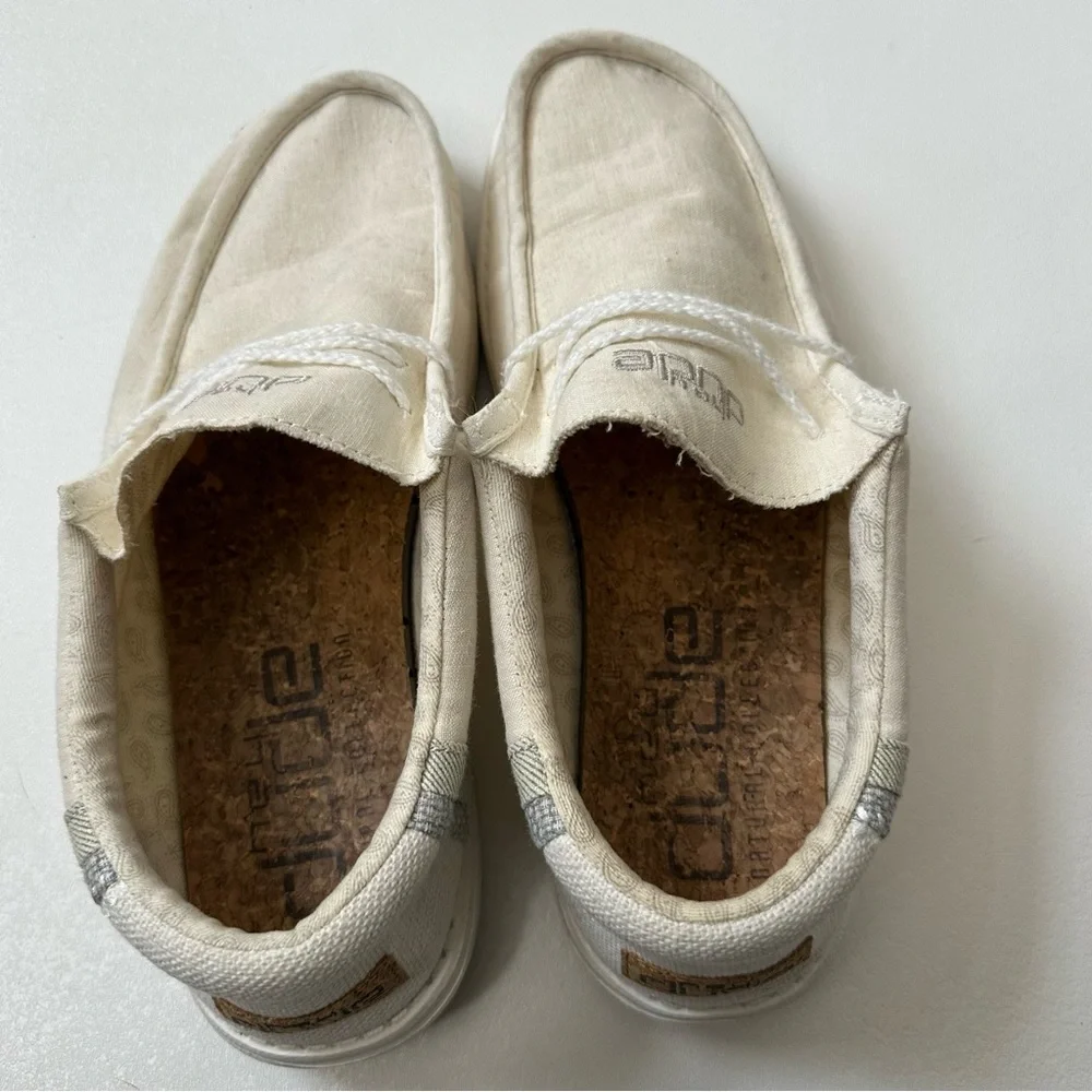 Hey Dude Wally Linen Natural White Slip on Shoes Mens Size 9